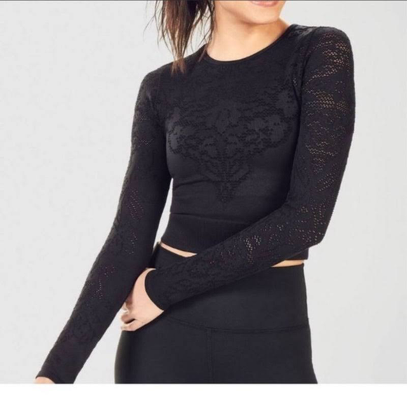 Fabletics Flora Seamless Long Sleeve Workout Top Black Size XS - Picture 1 of 6